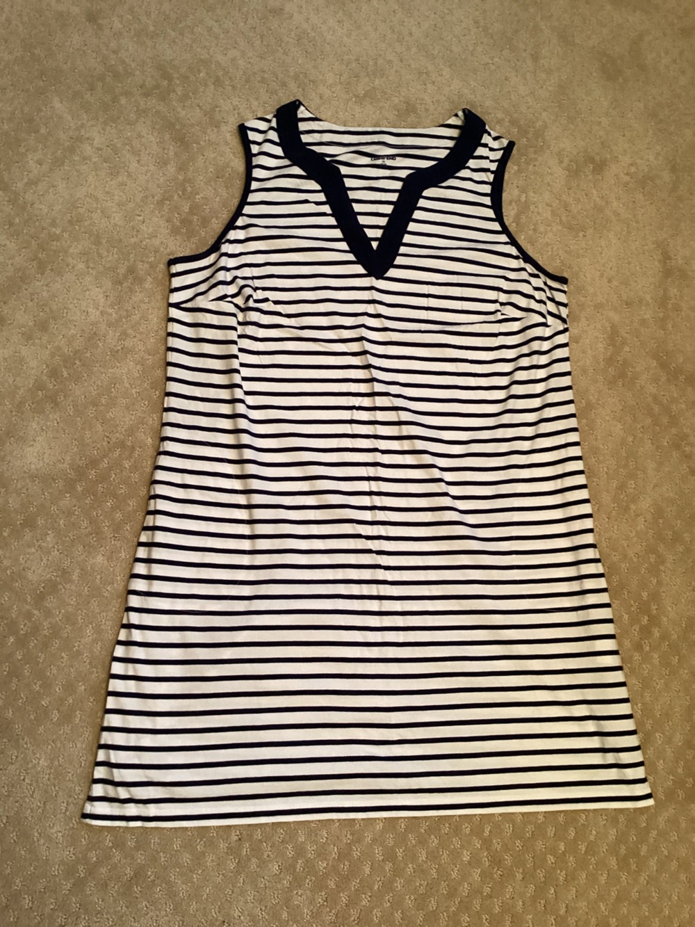 Lands' End Navy and White Striped dress